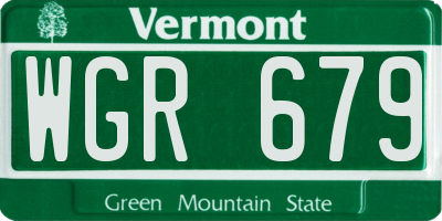 VT license plate WGR679