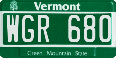 VT license plate WGR680
