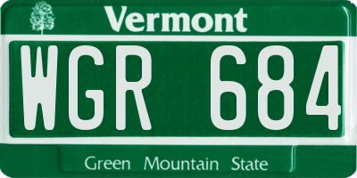 VT license plate WGR684