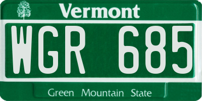 VT license plate WGR685