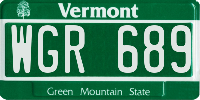 VT license plate WGR689
