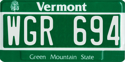 VT license plate WGR694