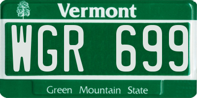 VT license plate WGR699
