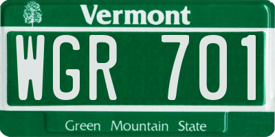 VT license plate WGR701
