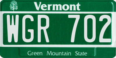 VT license plate WGR702