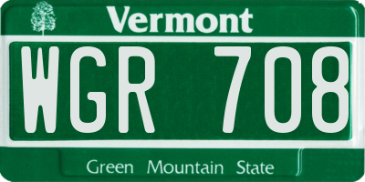 VT license plate WGR708