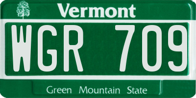 VT license plate WGR709
