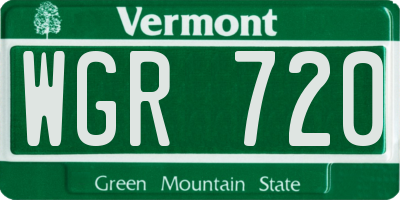 VT license plate WGR720
