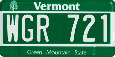 VT license plate WGR721