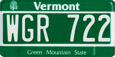 VT license plate WGR722