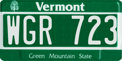VT license plate WGR723
