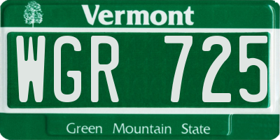 VT license plate WGR725