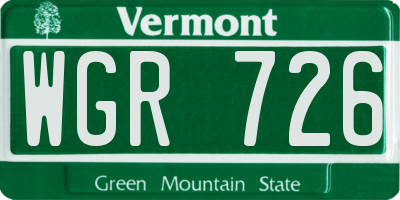 VT license plate WGR726