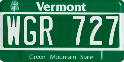 VT license plate WGR727