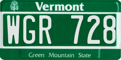 VT license plate WGR728