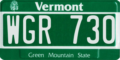VT license plate WGR730