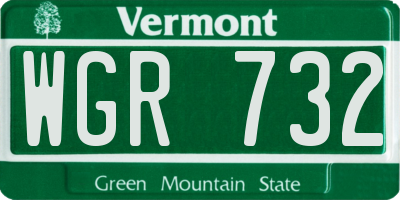 VT license plate WGR732