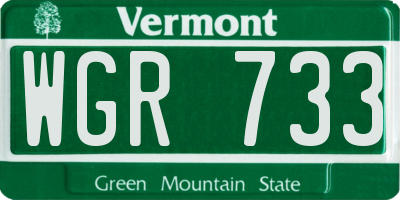VT license plate WGR733