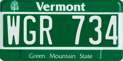 VT license plate WGR734