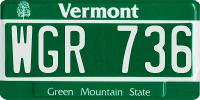 VT license plate WGR736