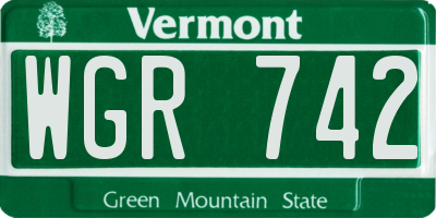 VT license plate WGR742