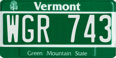 VT license plate WGR743