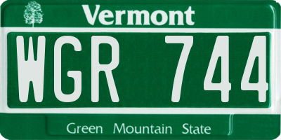 VT license plate WGR744