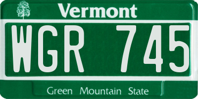 VT license plate WGR745