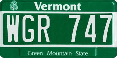 VT license plate WGR747