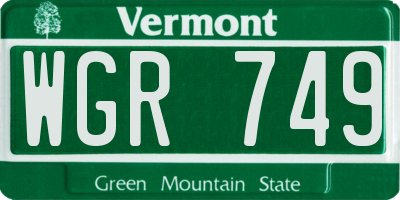 VT license plate WGR749