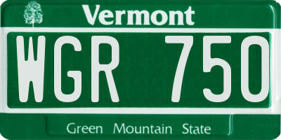 VT license plate WGR750