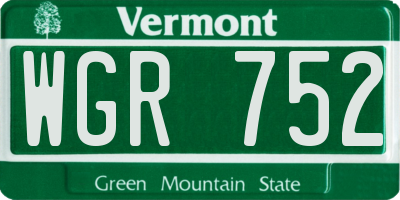 VT license plate WGR752