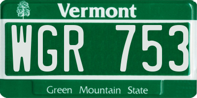 VT license plate WGR753