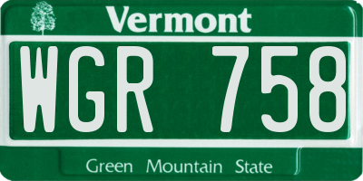 VT license plate WGR758