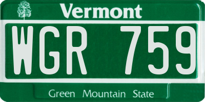 VT license plate WGR759