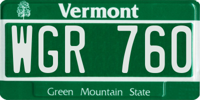 VT license plate WGR760