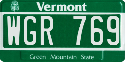 VT license plate WGR769