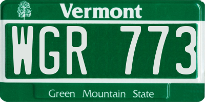 VT license plate WGR773