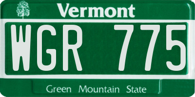 VT license plate WGR775