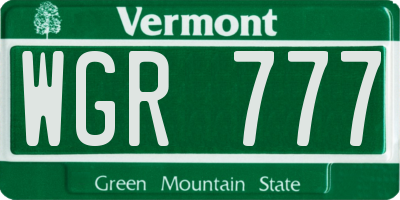 VT license plate WGR777