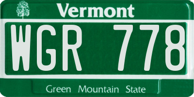 VT license plate WGR778