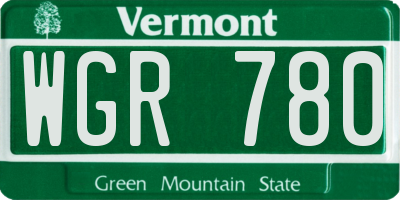 VT license plate WGR780
