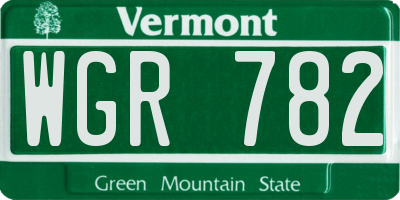 VT license plate WGR782