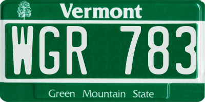 VT license plate WGR783
