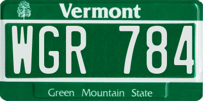 VT license plate WGR784