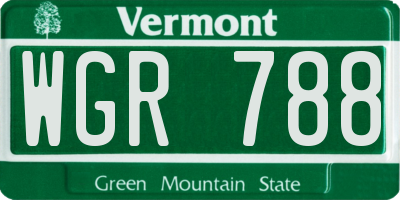 VT license plate WGR788