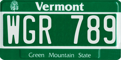 VT license plate WGR789