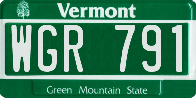 VT license plate WGR791