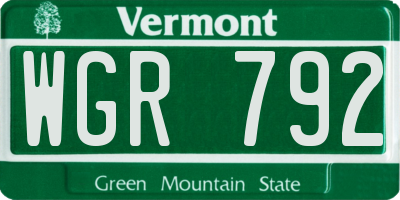 VT license plate WGR792