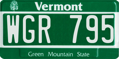 VT license plate WGR795